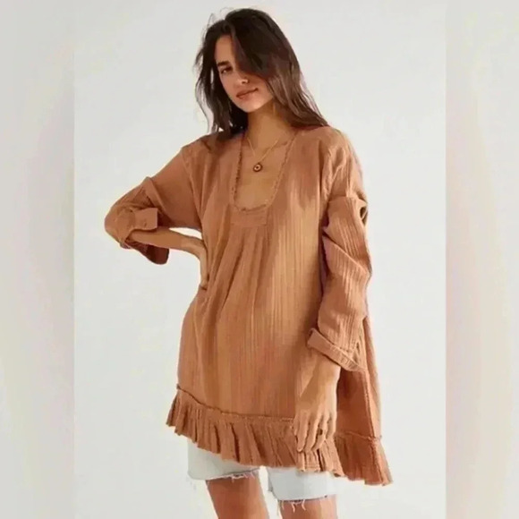 Free People Tan Bring It On Tunic In Pony Tail - Picture 9 of 9